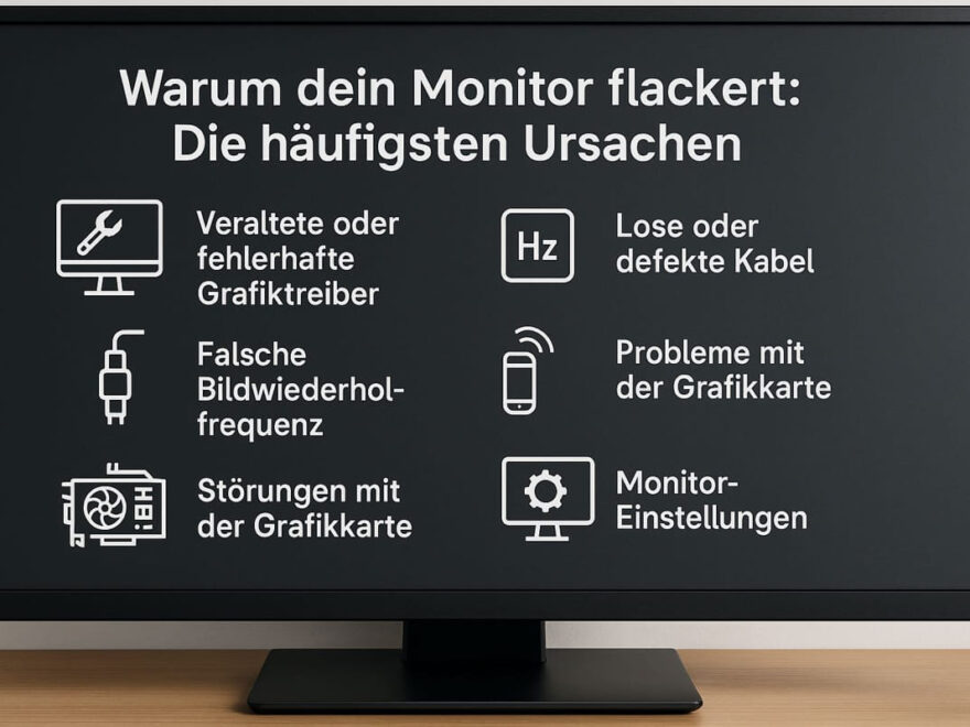 Monitor flackert – die häufigsten Ursachen grafisch dargestellt auf einem Bildschirm