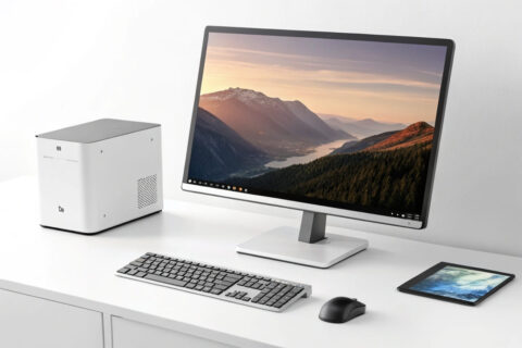 KVM-Switch im Monitor zur Nutzung von zwei Geräten mit einem Bildschirm