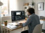 Monitor einstellen an einem modernen Arbeitsplatz
