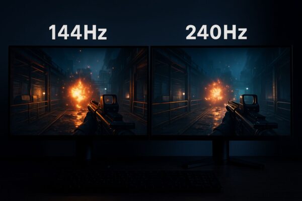 144Hz vs 240Hz Monitor – Unterschiede bei Bildwiederholraten visuell erklärt 144Hz vs 240Hz Monitor im direkten Vergleich bei schneller Bewegung