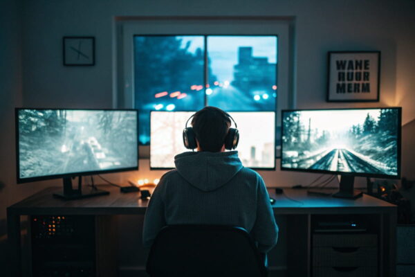 Warum die Auflösung beim Gaming einen Unterschied macht Vergleich der Auflösung beim Gaming auf drei Monitoren mit 1080p, 1440p und 4K