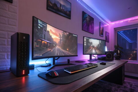 Curved Gaming-Monitore im Vergleich zu flachen Displays in einem modernen Gaming-Setup