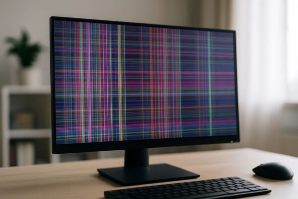 Typische Anzeichen, wenn ein Monitor Streifen zeigt Monitor zeigt Streifen mit bunten Linien als typische Bildstörung