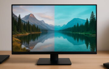Typische Anzeichen von Farbverfälschungen am Monitor mit Farbstich