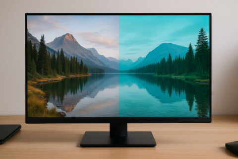 Typische Anzeichen von Farbverfälschungen am Monitor mit Farbstich