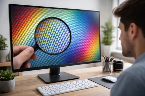 Pixelstruktur eines Monitors zur Erklärung der Bildschirmauflösung