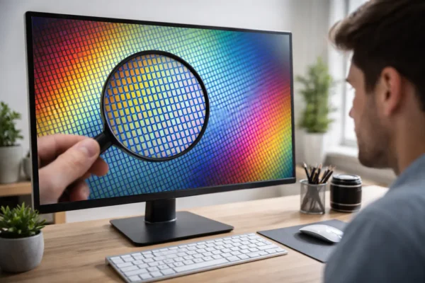 Pixelstruktur eines Monitors zur Erklärung der Bildschirmauflösung