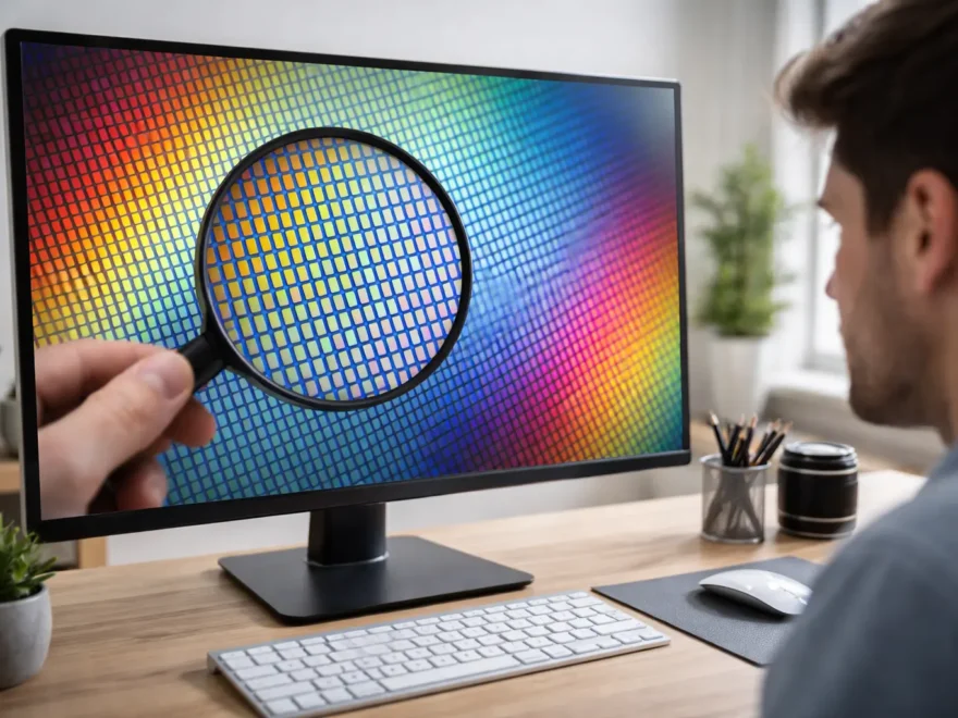 Pixelstruktur eines Monitors zur Erklärung der Bildschirmauflösung