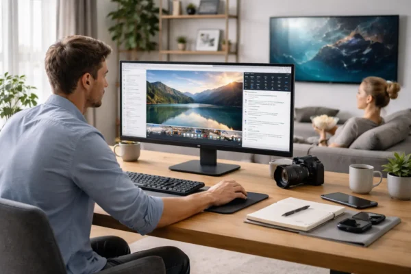 Monitor im Praxiseinsatz für Arbeit, Multimedia und Alltag Monitor im Alltagseinsatz bei Arbeit, Bildbearbeitung und Multimedia