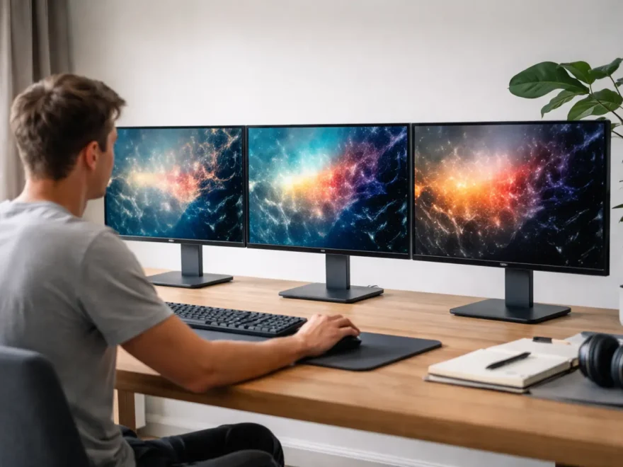 Vergleich von IPS-, VA- und TN-Monitor-Panels an einem Arbeitsplatz