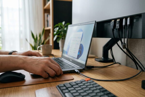 Monitor für Laptop-Nutzer mit USB-C und HDMI Anschluss Monitor für Laptop-Nutzer mit USB-C, HDMI und DisplayPort Anschlüssen am Arbeitsplatz